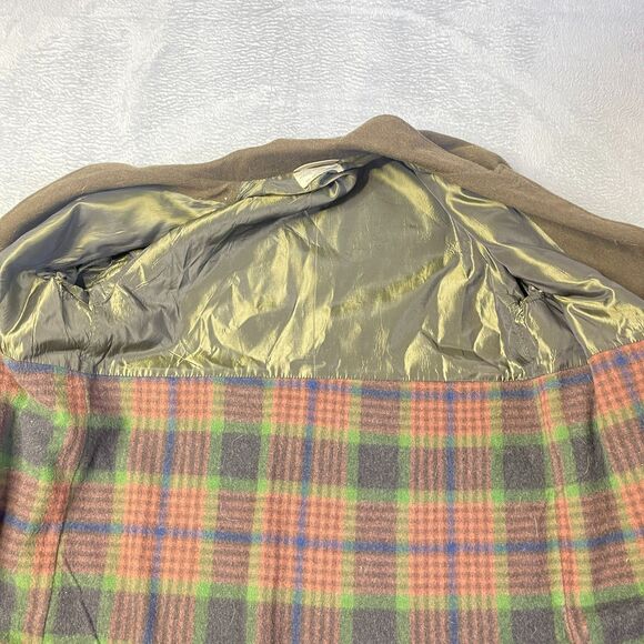 Vintage Pisa Italian Wool Coat Brown Plaid Lined Classic Overcoat Unisex Fit - Picture 10 of 16